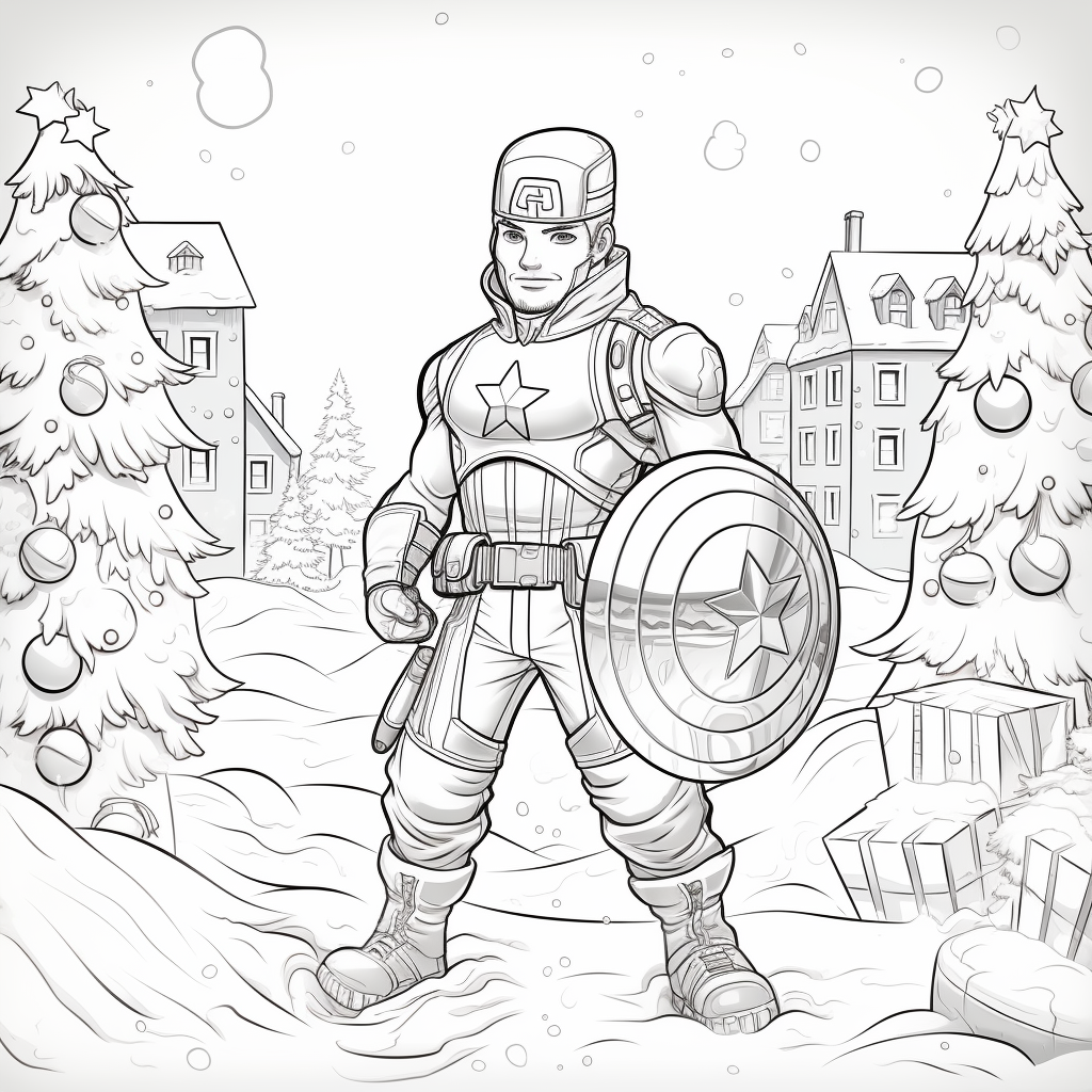 Captain America Christmas Illustration for Kids