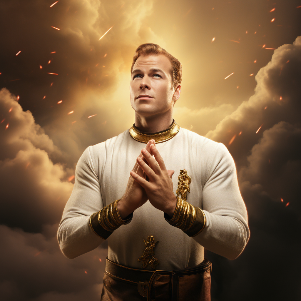 Captain Kirk portrayed as a powerful deity