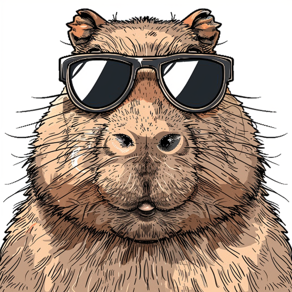 Funny Capybara in Sunglasses Cartoon