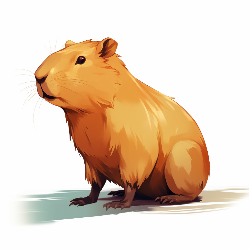 Capybara Anime Cartoon on White Background