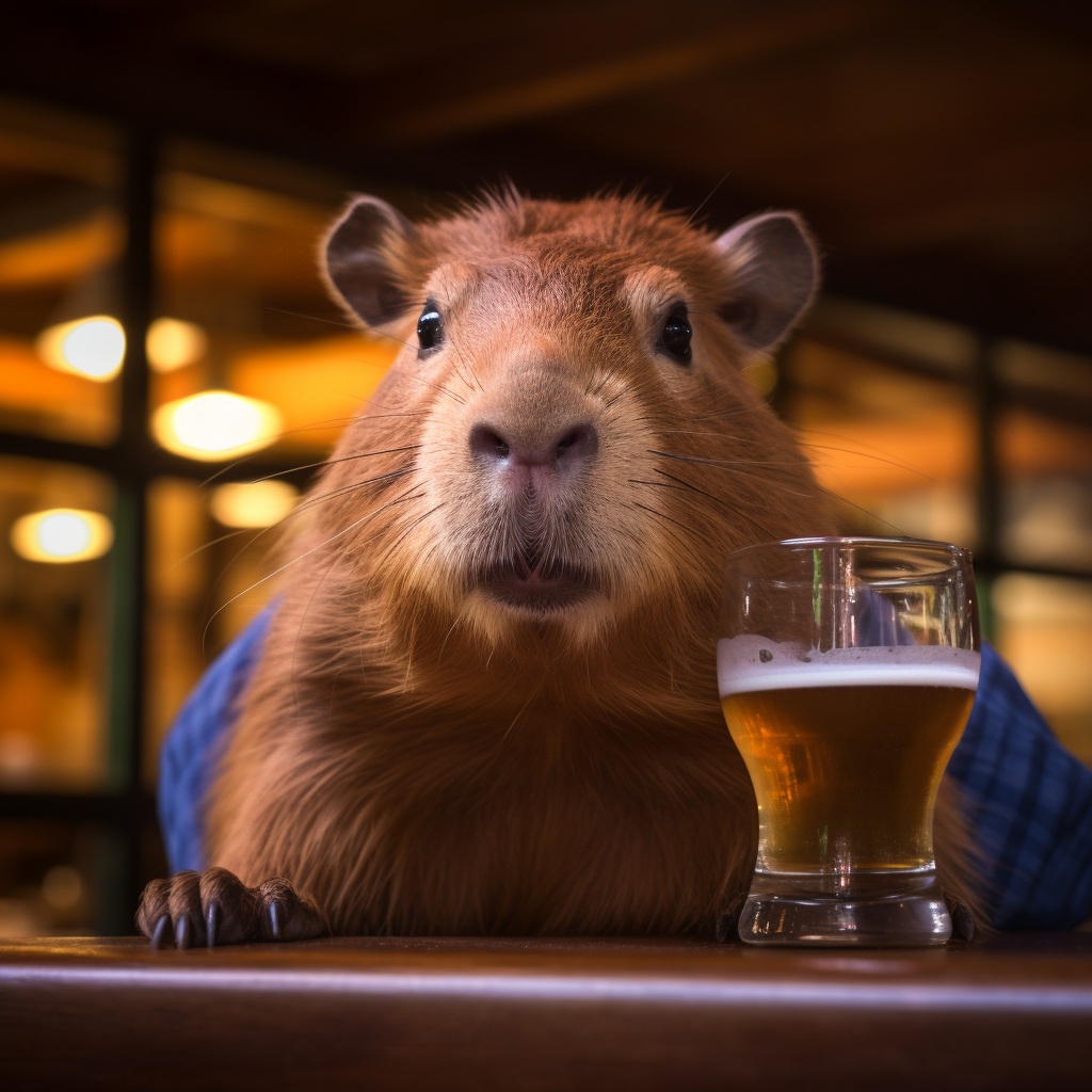 Capybara Frog Enjoying a Beer