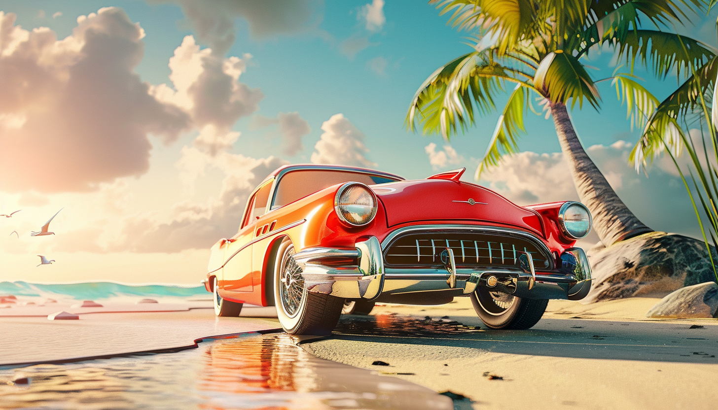 Car Cruise Event Beach 4K