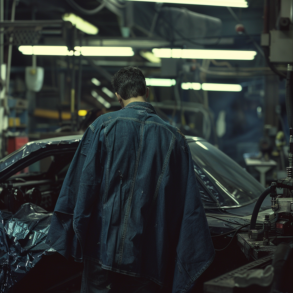 Mechanic in Denim Cape Factory