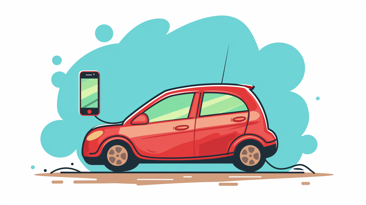 Car and Phone Cartoon