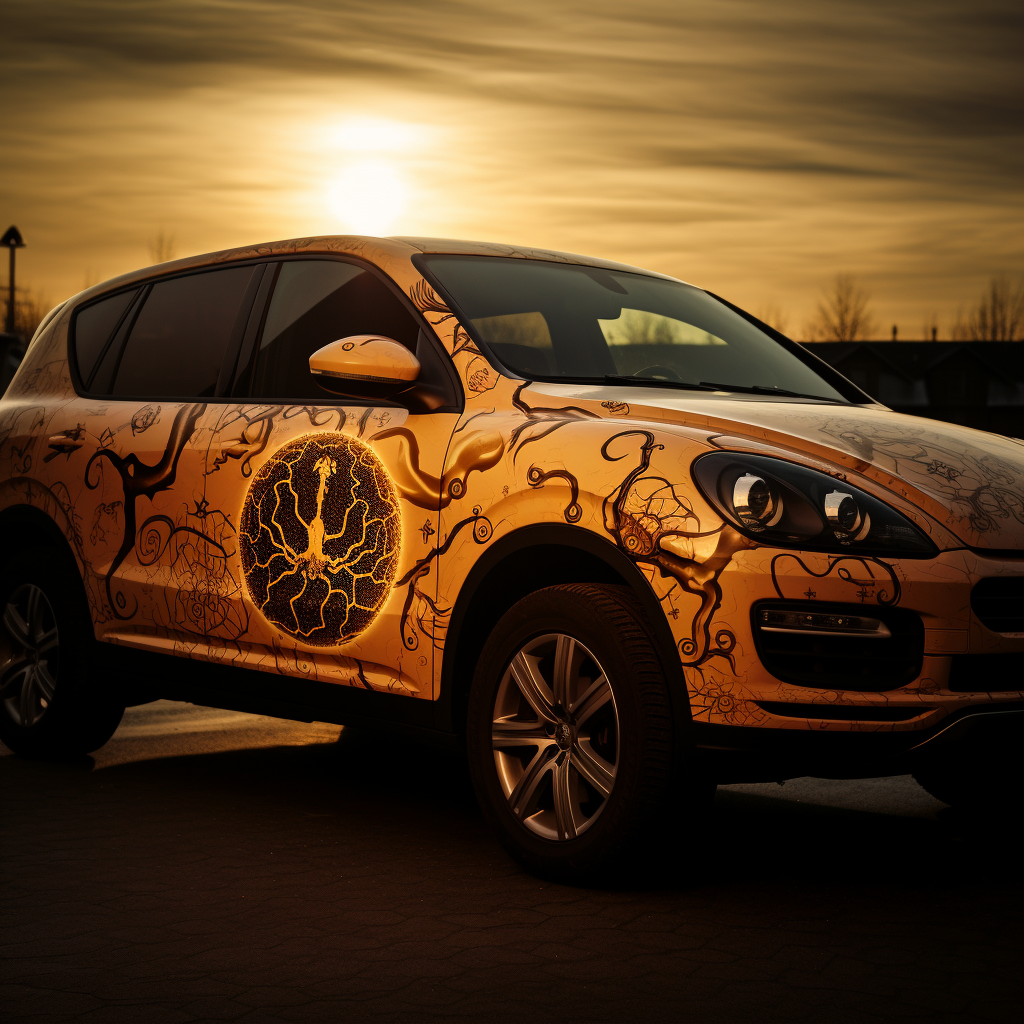 Car Porsche Cayenne with Aries Zodiac Sign