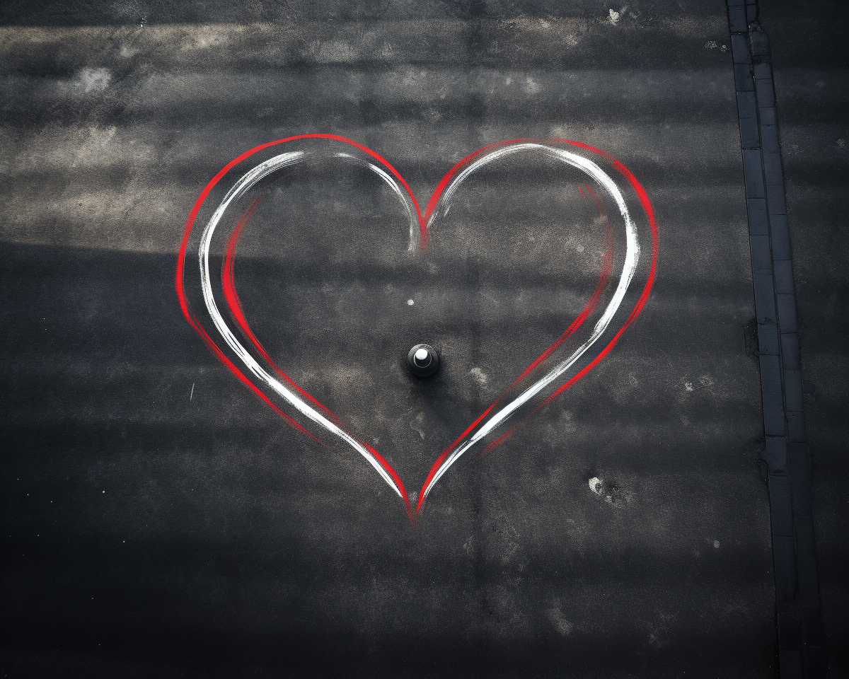 Stunning Skid Marks Heart on Empty Tarmac