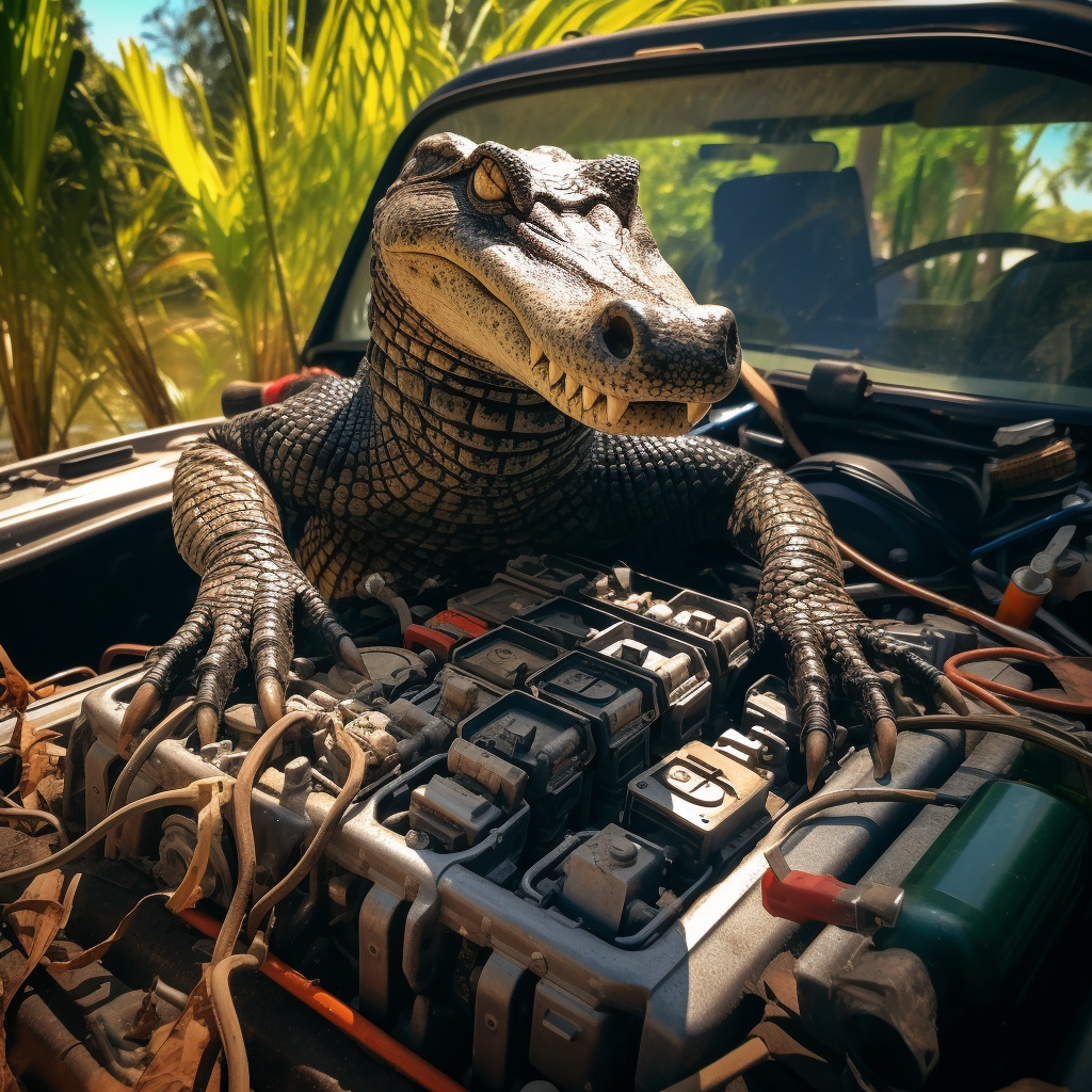 Car battery with crocodile clips