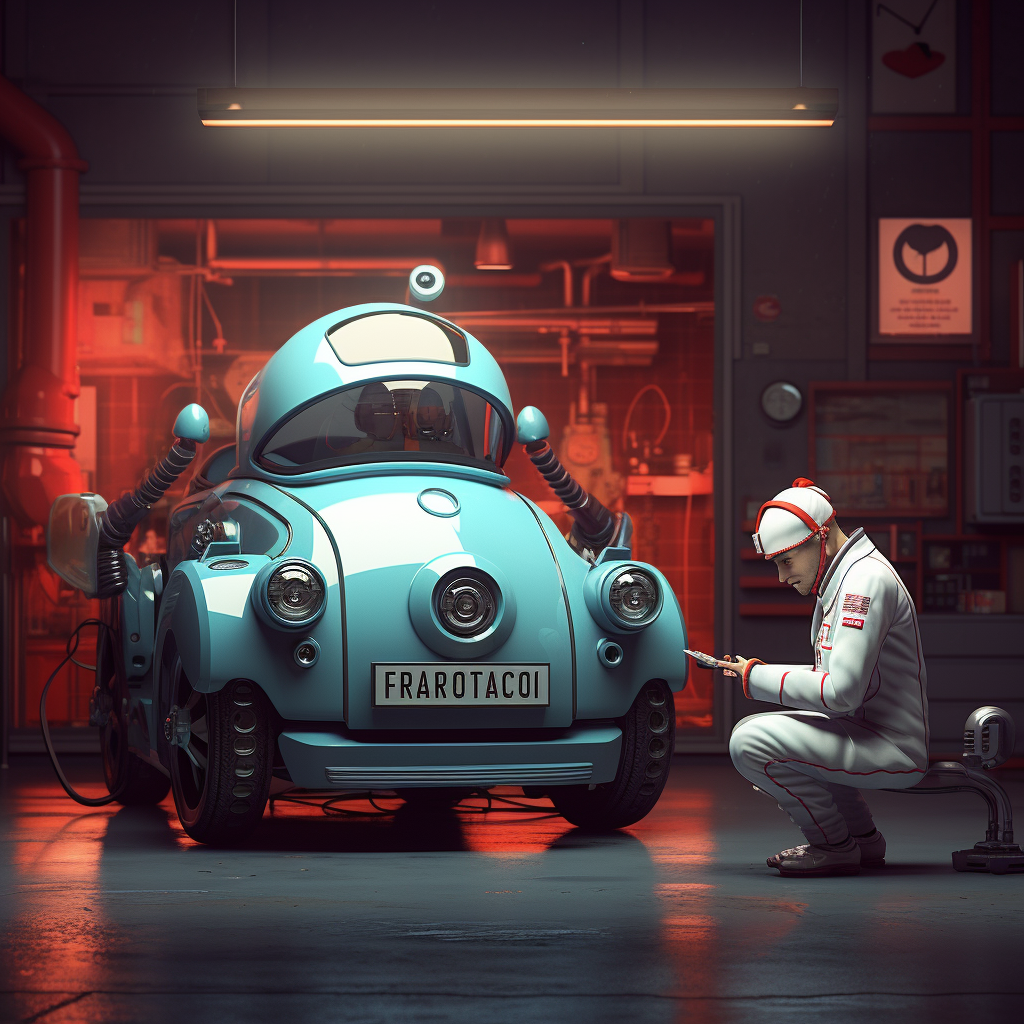 Robot doctor analyzing car logo