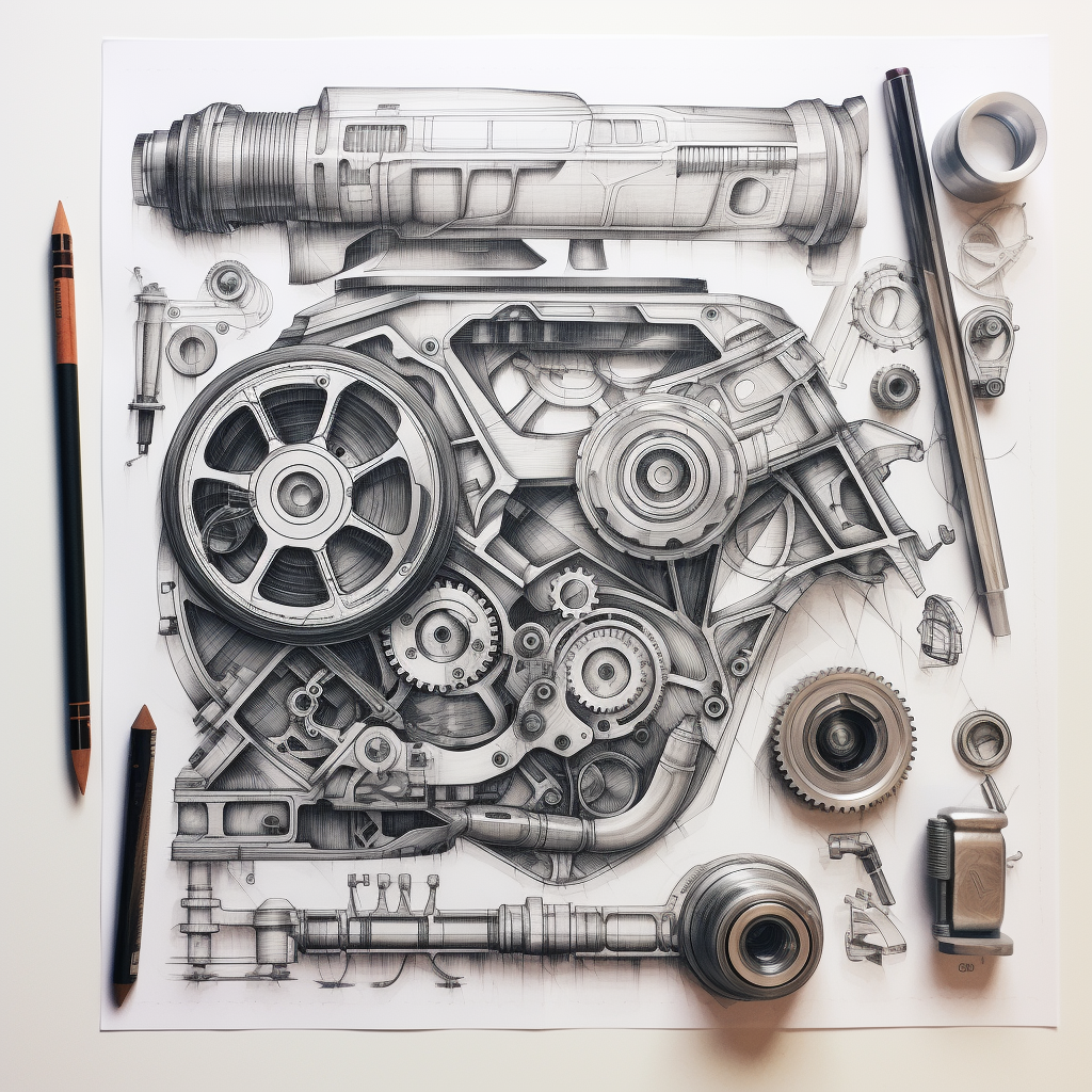 Car Parts Tattoo Design Drawing