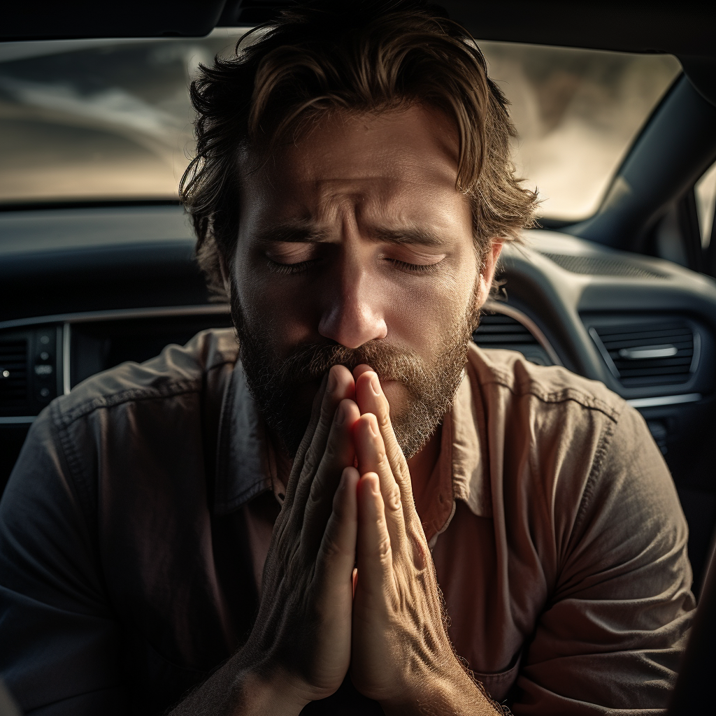 Man in Car Praying