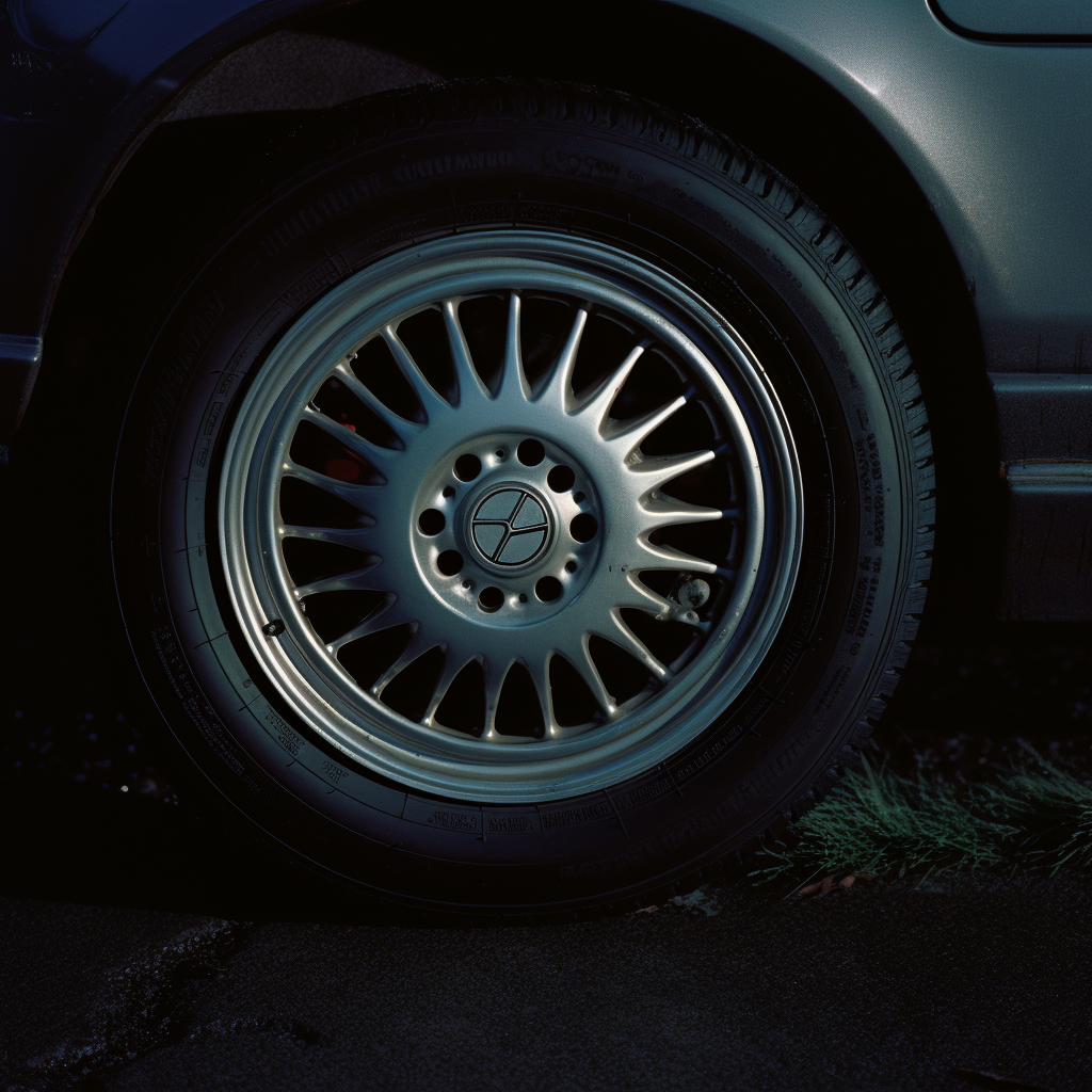 Stylish car rim in cold dark light