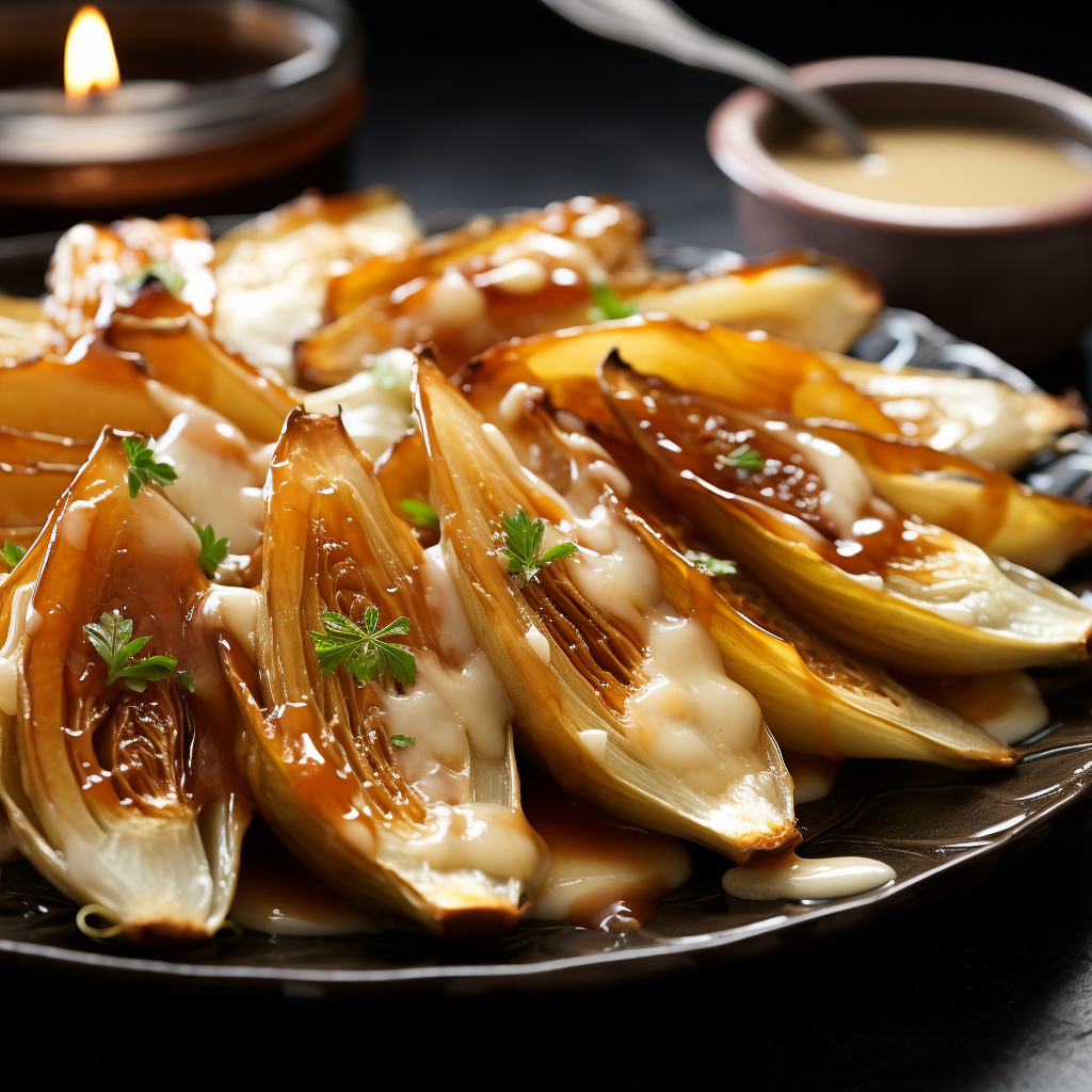 Caramelized Endives with Honey and Orval Cheese