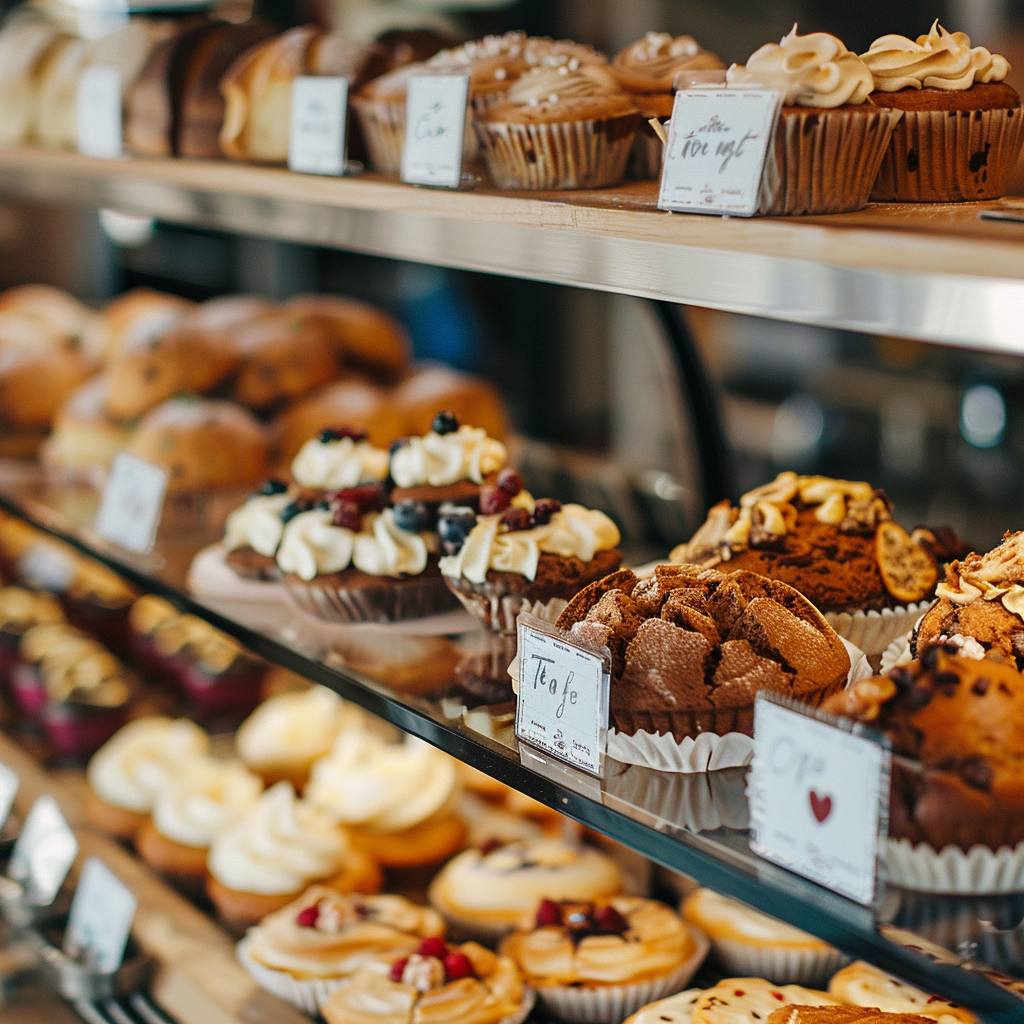 card labels baked goods cafe display