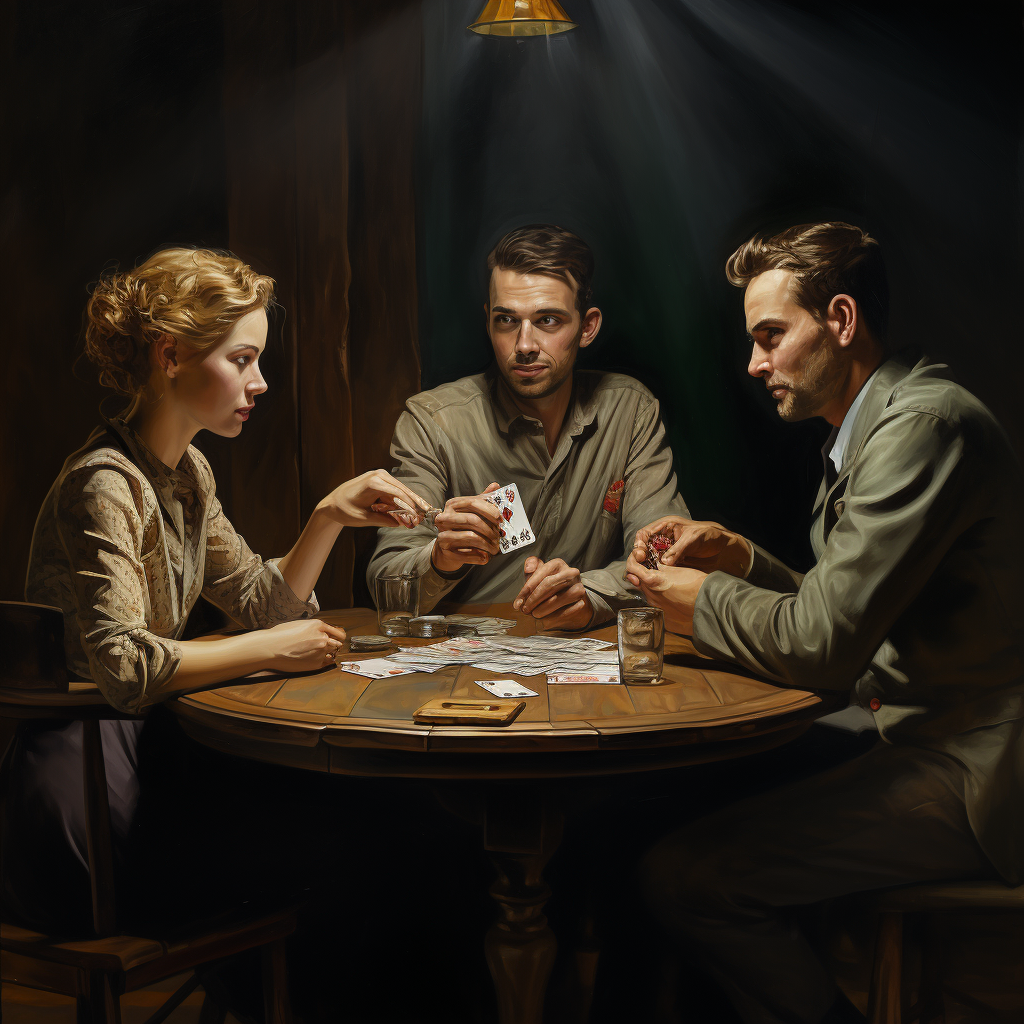 Four people playing a card game