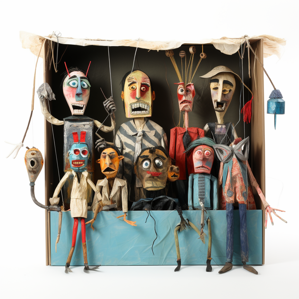 Marionettes in Cardboard Box