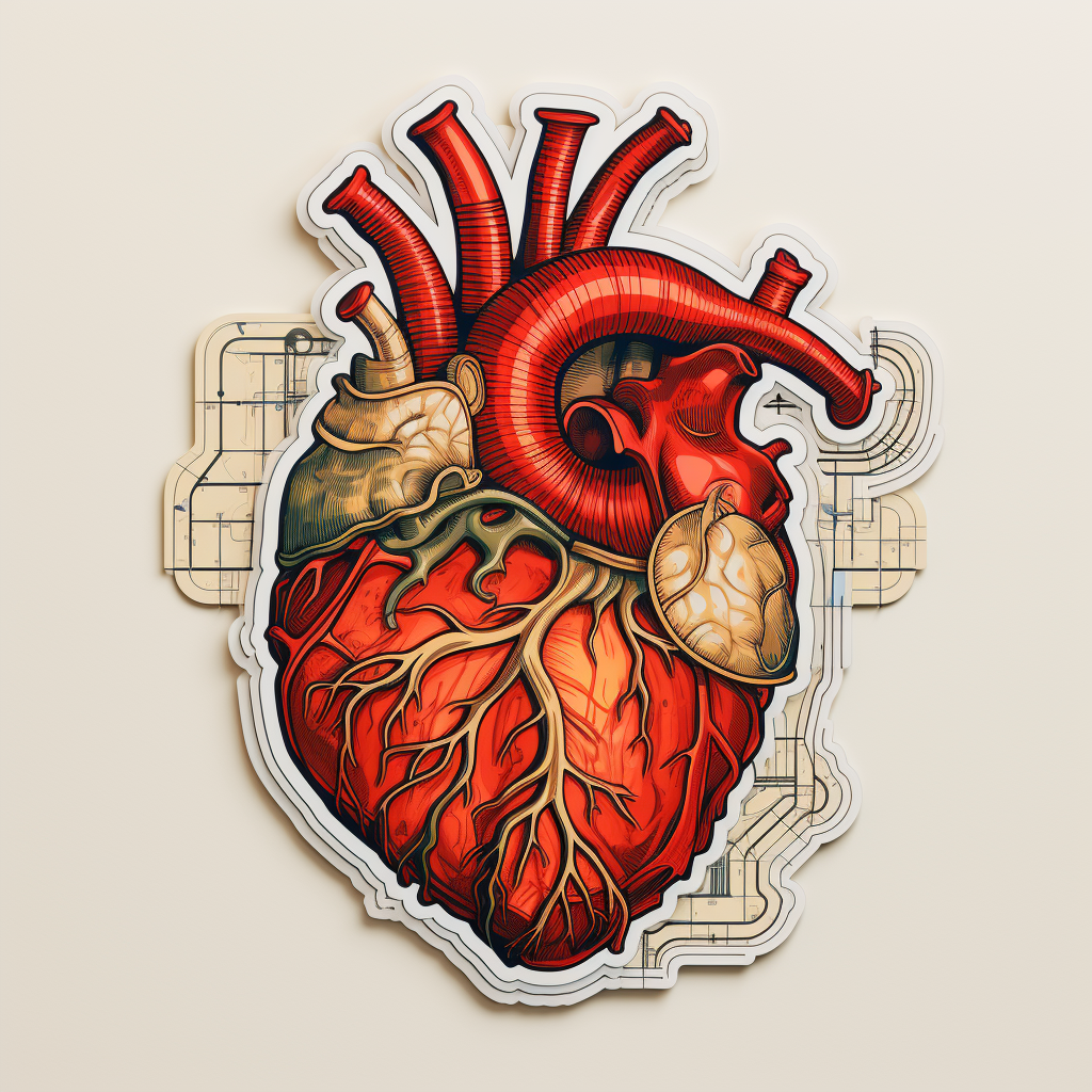 Cardiology sticker showcasing heart health symbols