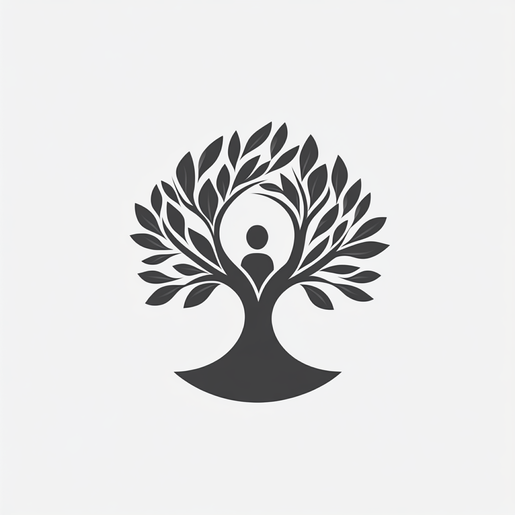 Abstract Caregivers Logo Monochrome Tree