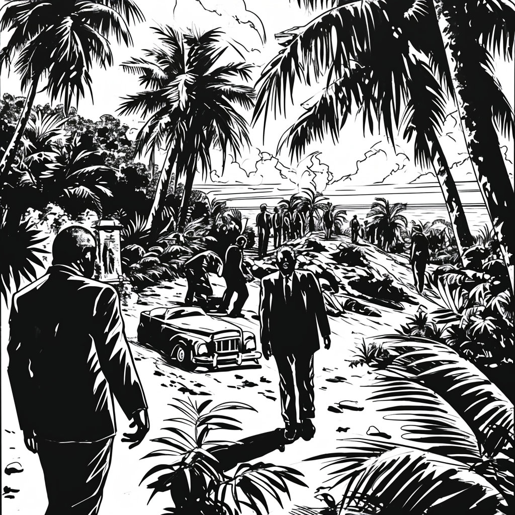 Caribbean funeral comic book lineart