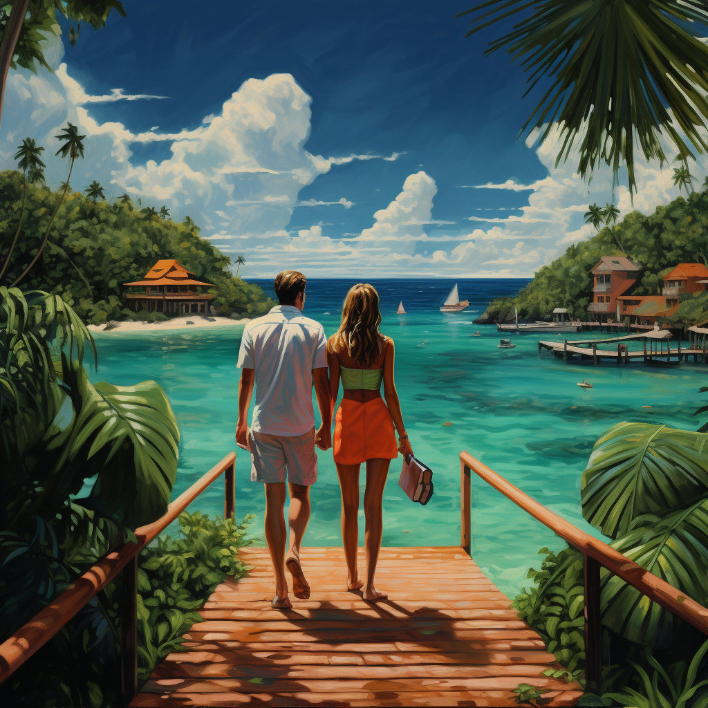 Couple enjoying a Caribbean vacation