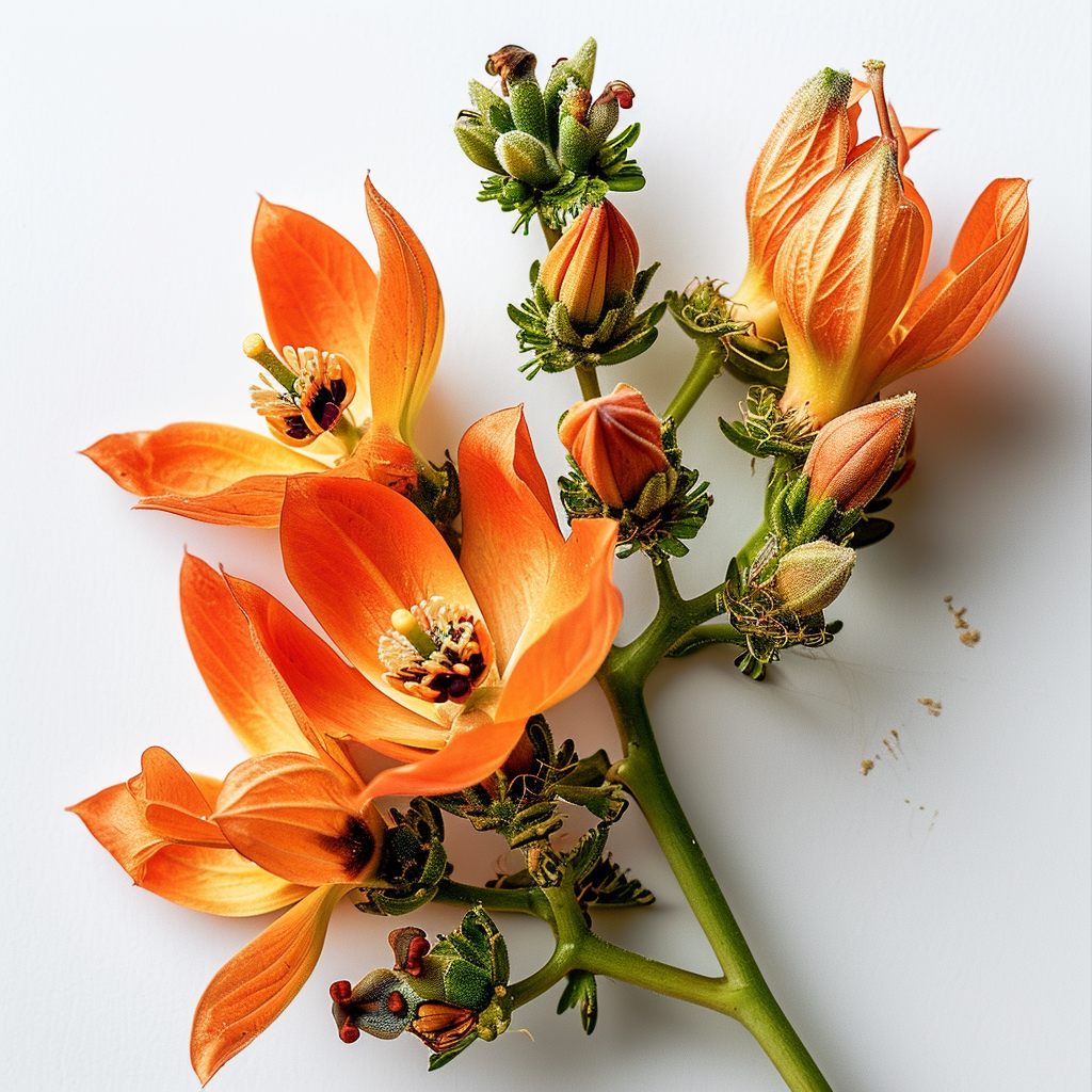 Carica Papaya Flower on White Background