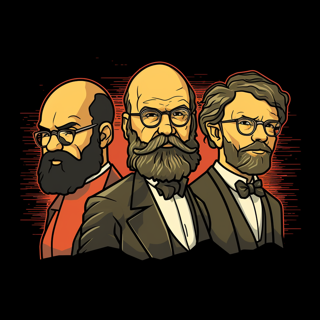 T-Shirt Design of Carl Marx, Emile Durkheim, Max Weber