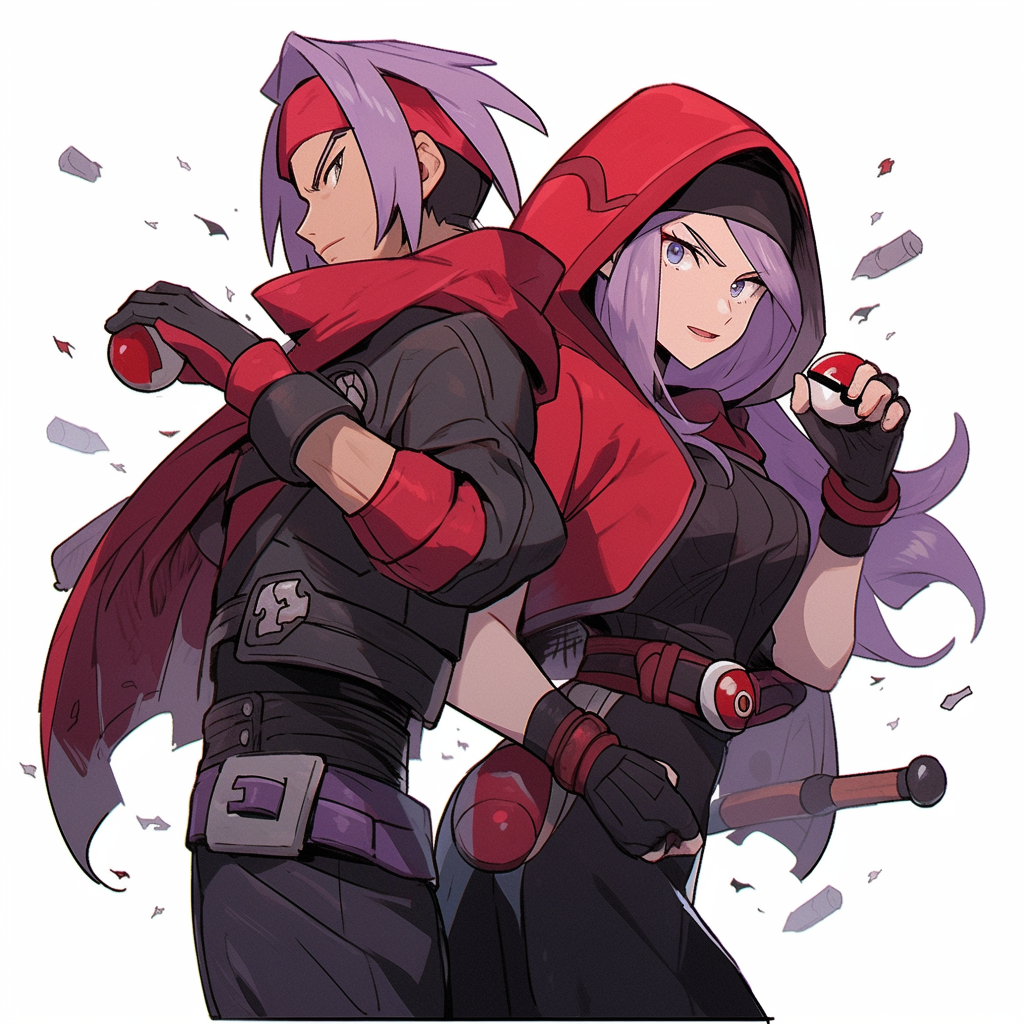 Illustration of Carmine and Rika from Pokemon