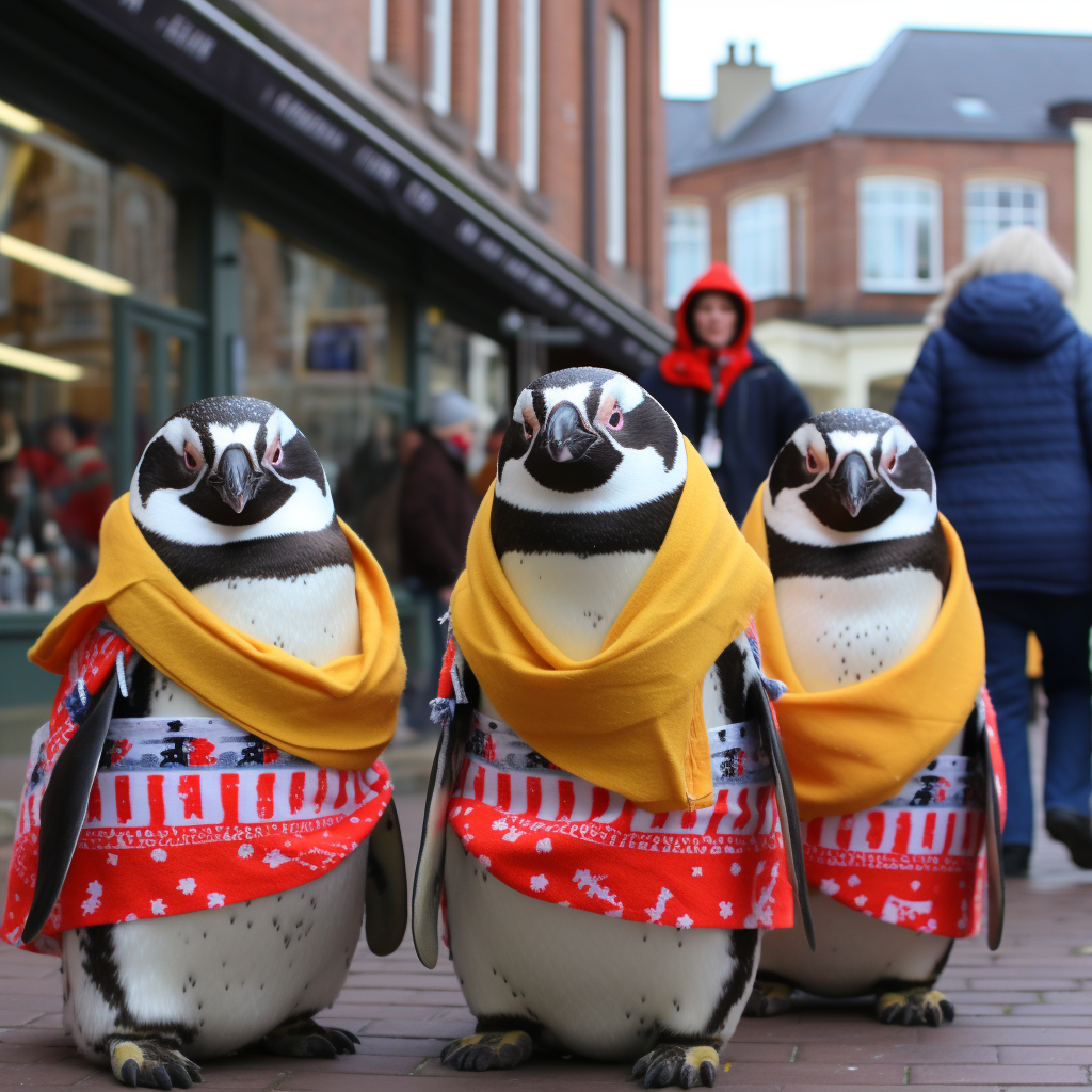 Cute Penguins at Carnaval with Scarfs