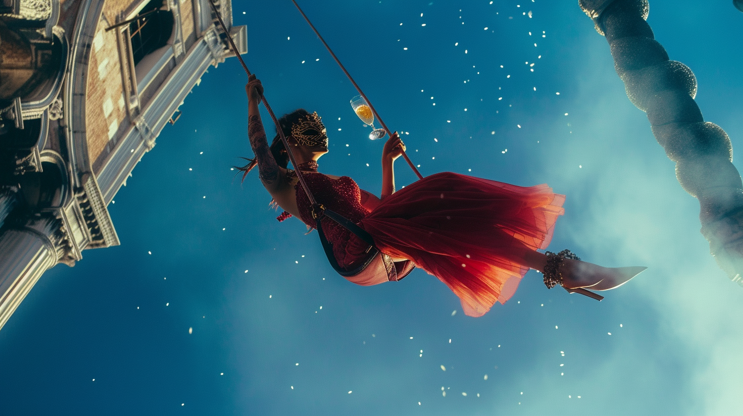 Female on Swing at Venice Carnival