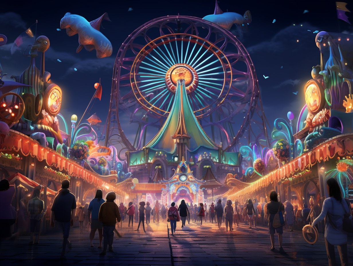 Colorful Carnival Fair in Pixar Art Style