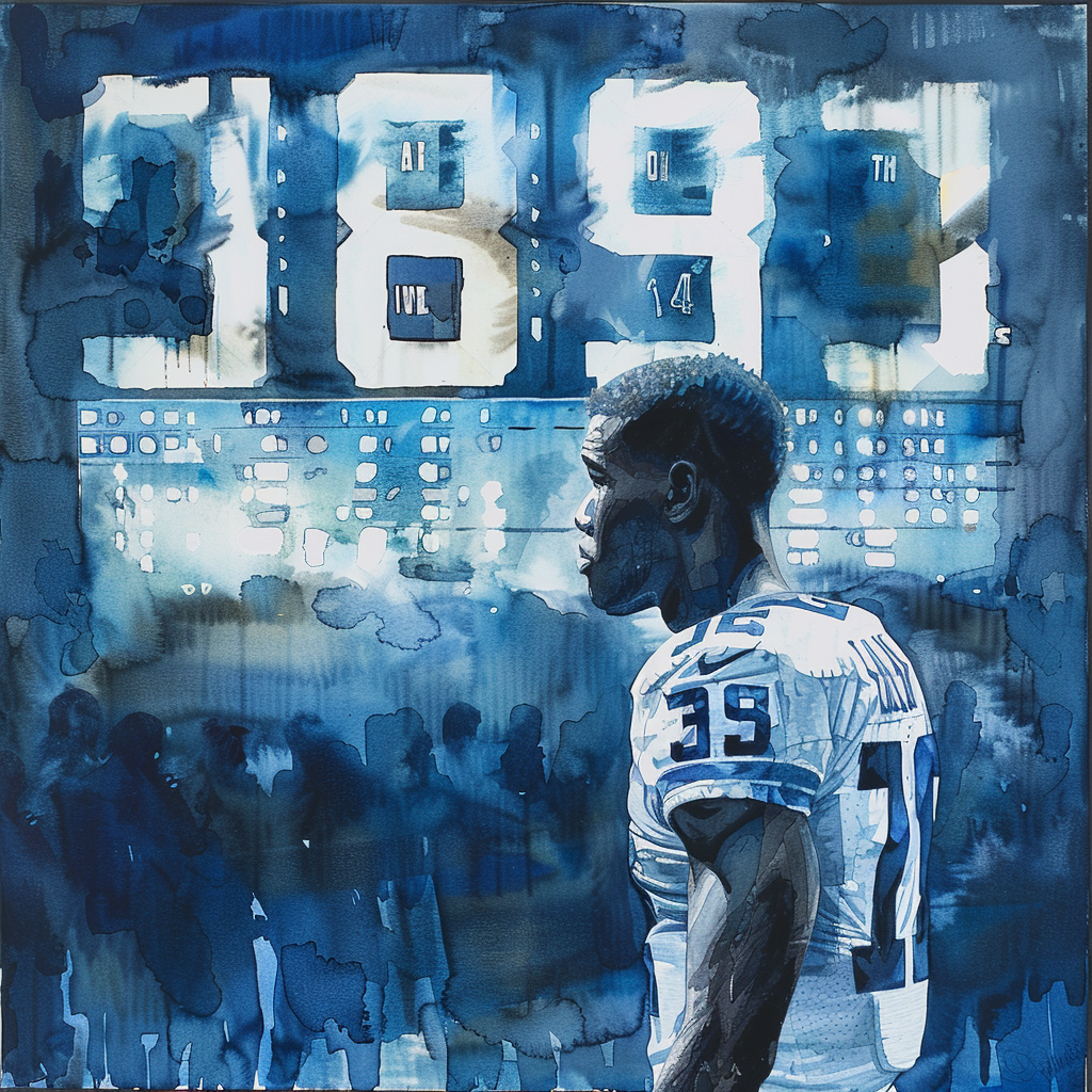 Carolina Panthers player scoreboard watercolor painting