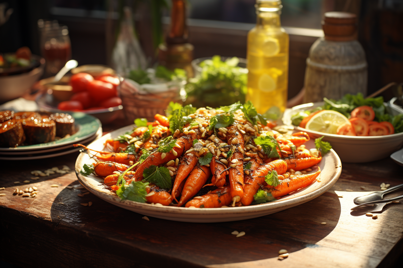 Colorful Carrots and Leeks with Peanut Sauce