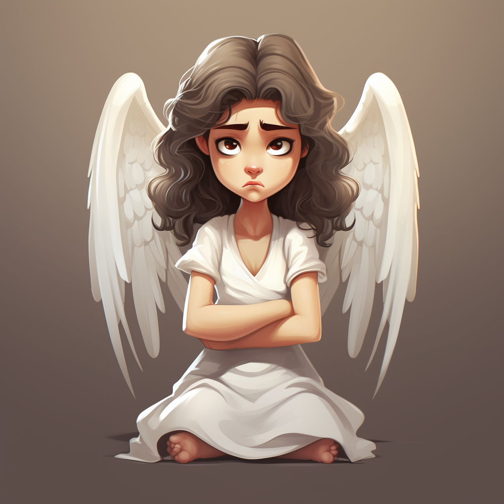 Cartoon angel with crossed arms