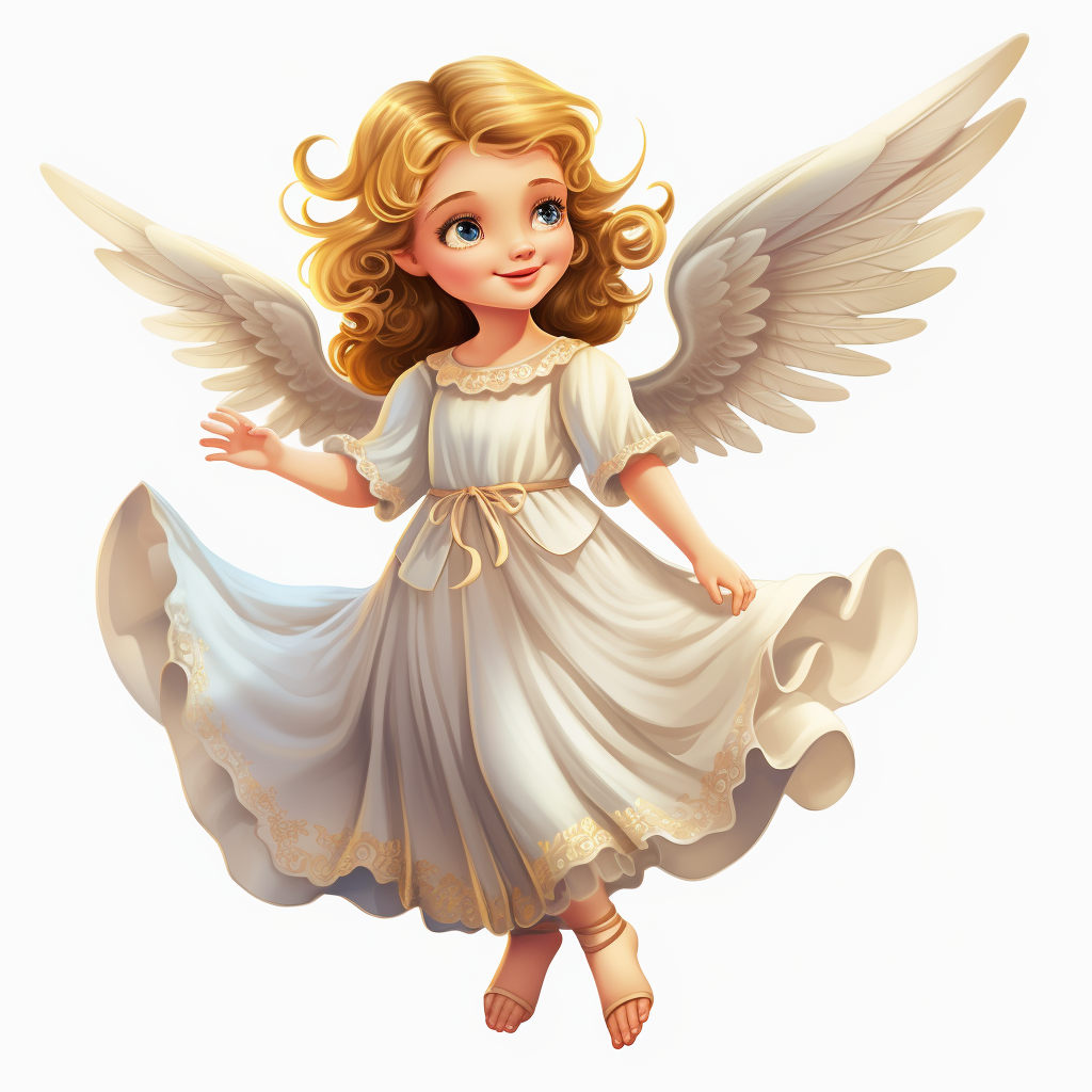 Cute cartoon angel illustration with transparent background