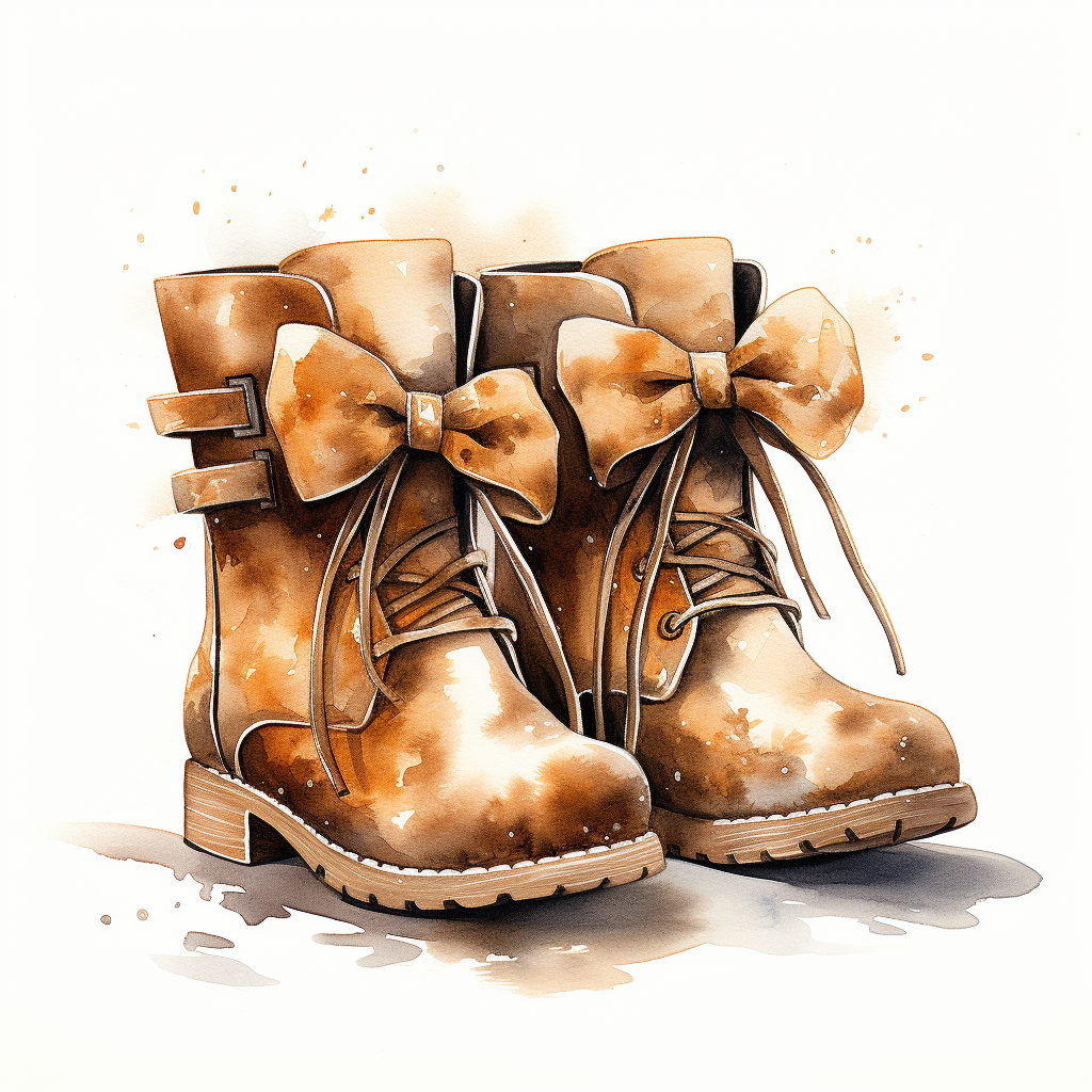 Cartoon art of UGG Bailey Bow boots with white fur