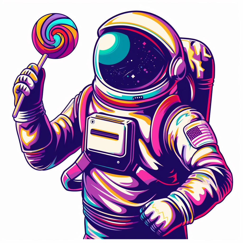 Cartoon Astronaut with Candy Sucker