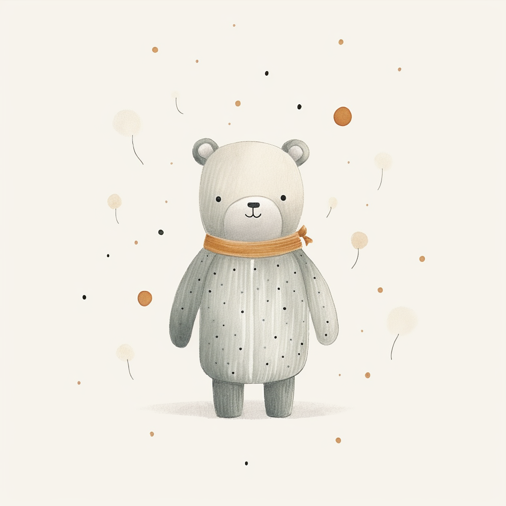 Adorable cartoon baby bear with polka dots