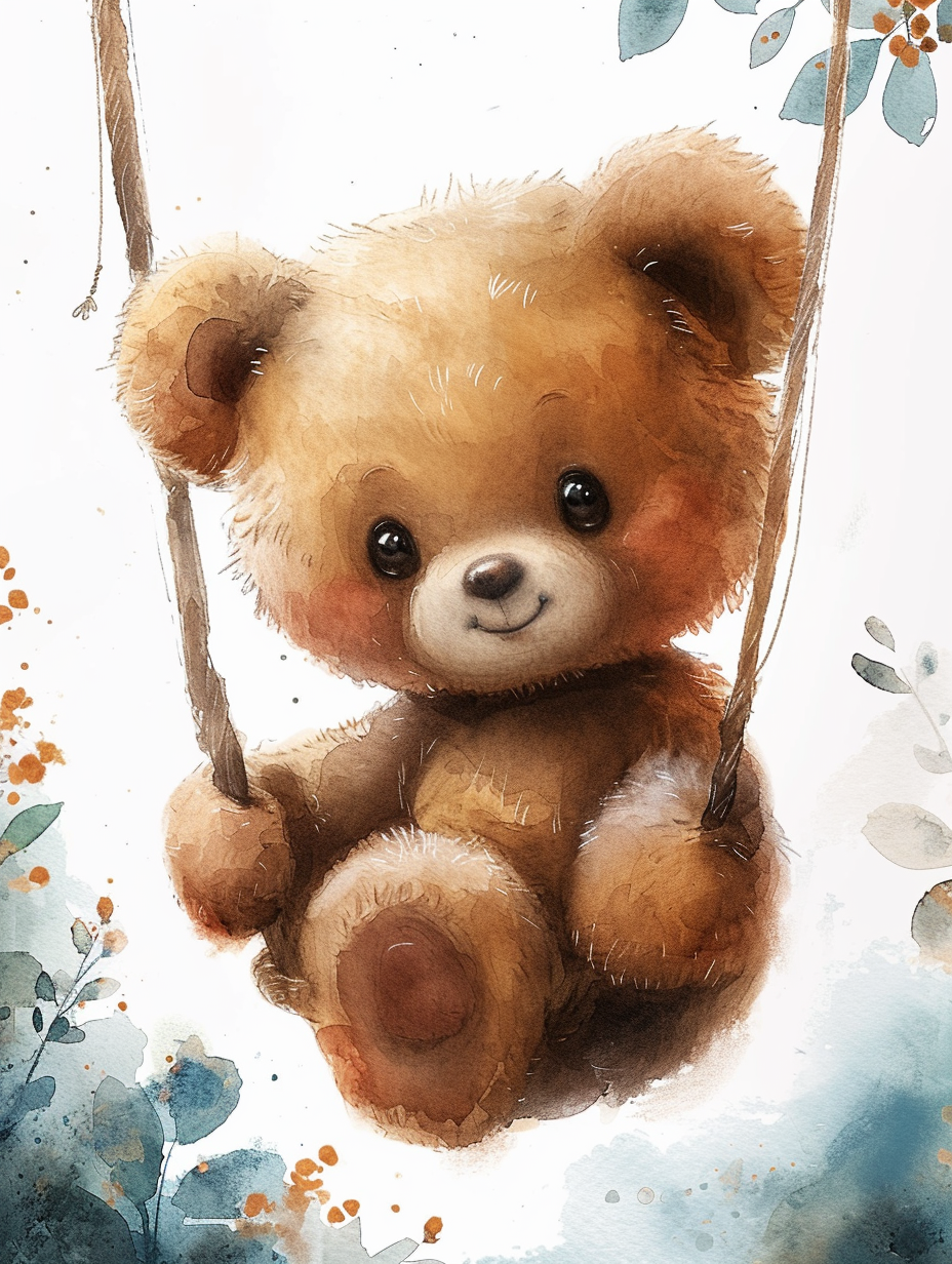 Baby Teddy Bear Riding Balloon