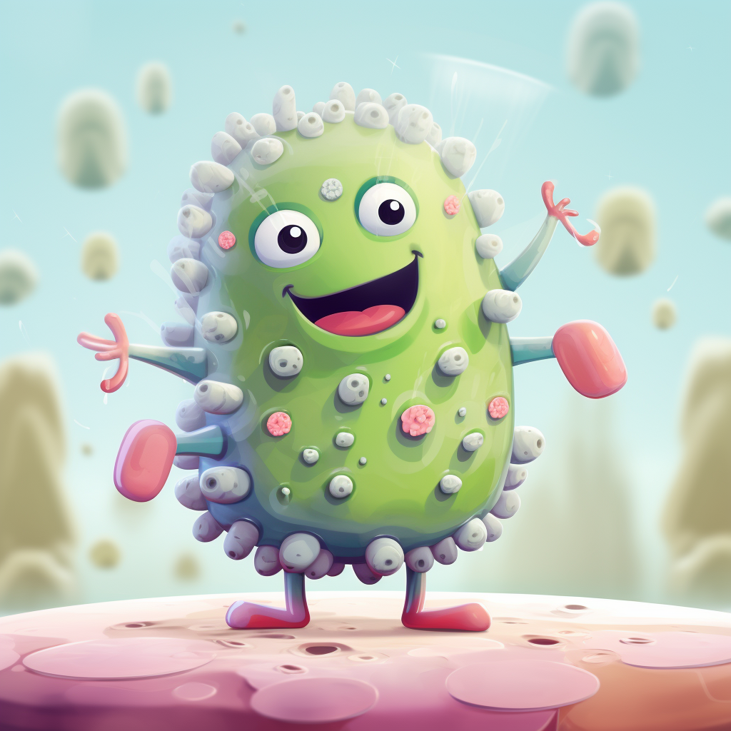 Happy cartoon bacteria probiotic