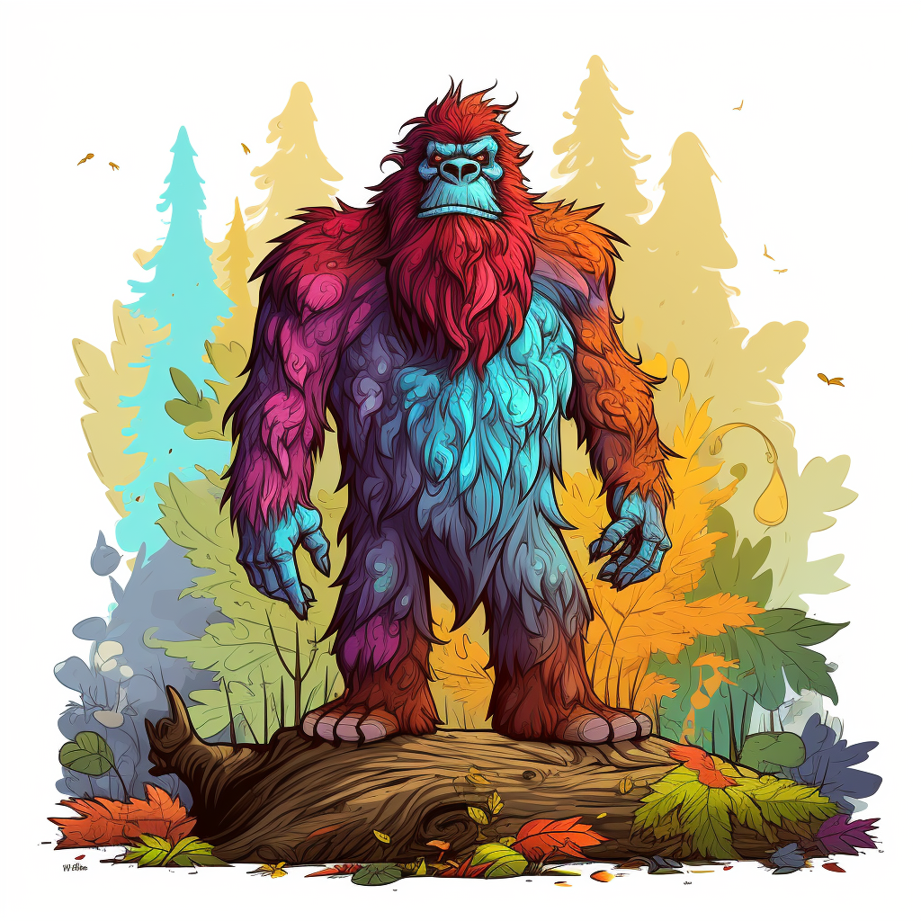 Cartoon bigfoot minimalistic vibrant art