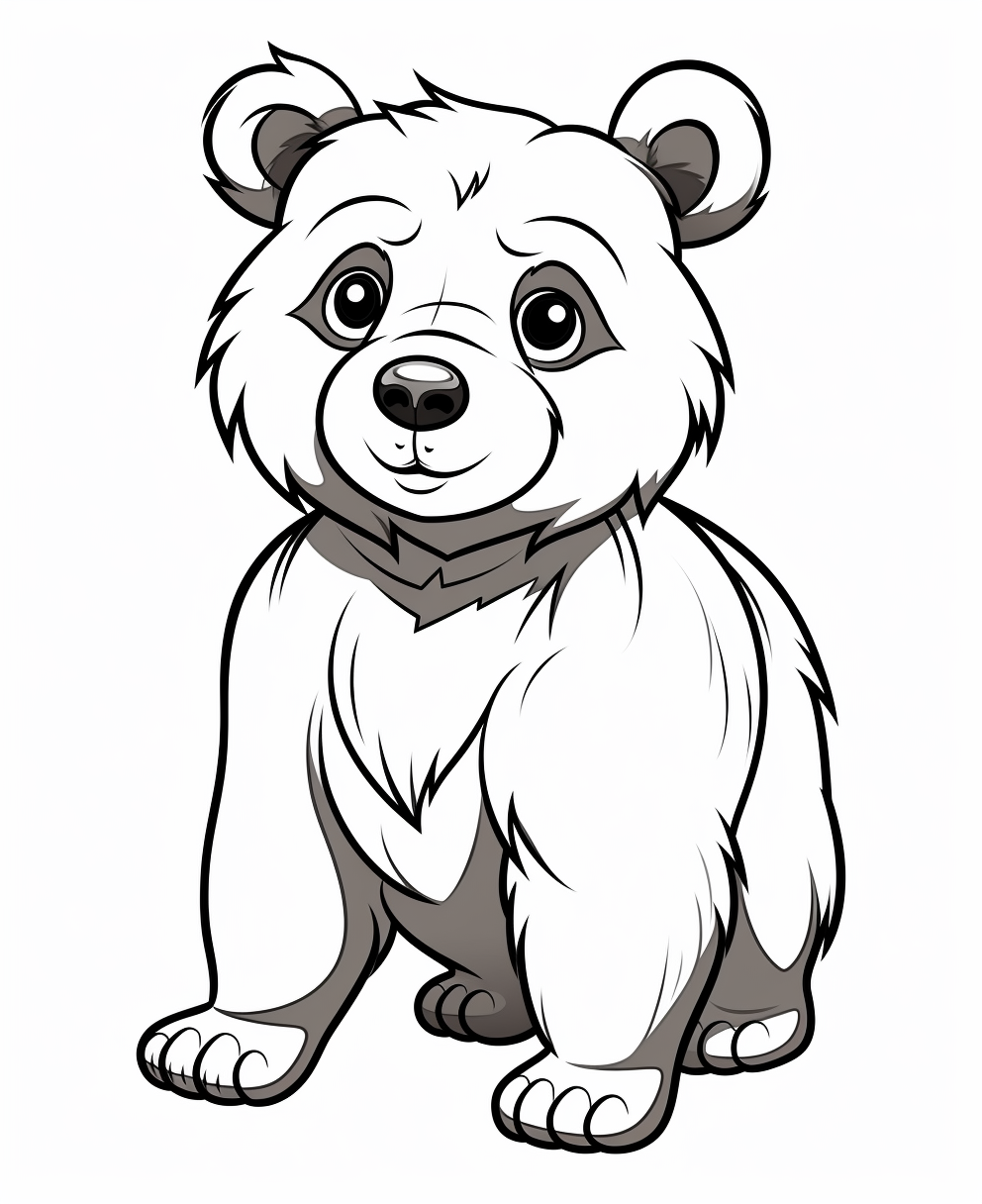 Cartoon black bear coloring page