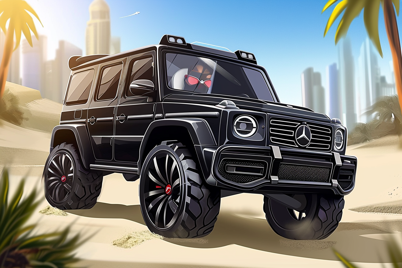 Black Mercedes G-Wagon Cartoon Car for Kids