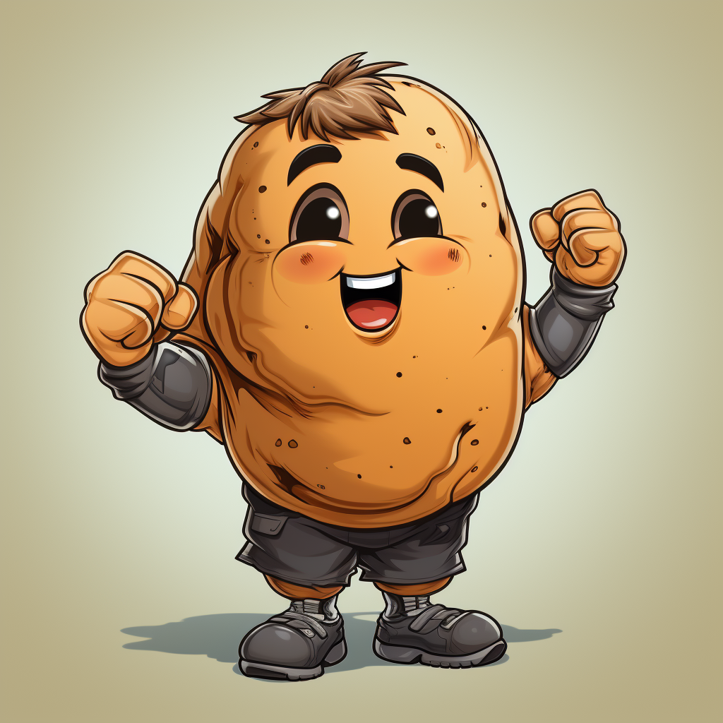 Cartoon body builder potato