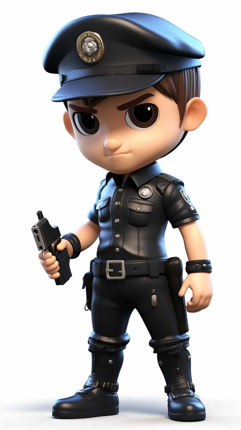 Chibi style cartoon boy police in uniform