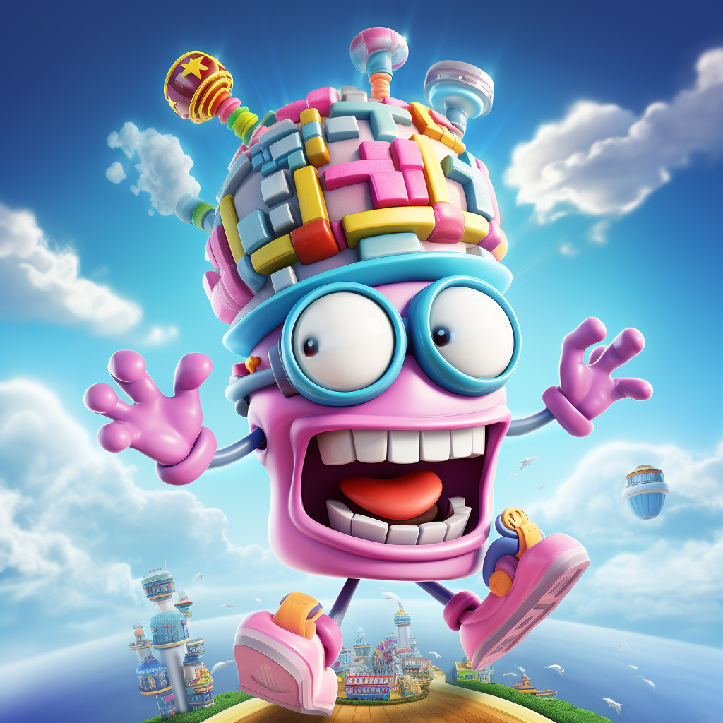 Cartoon Brain with Propeller Hat