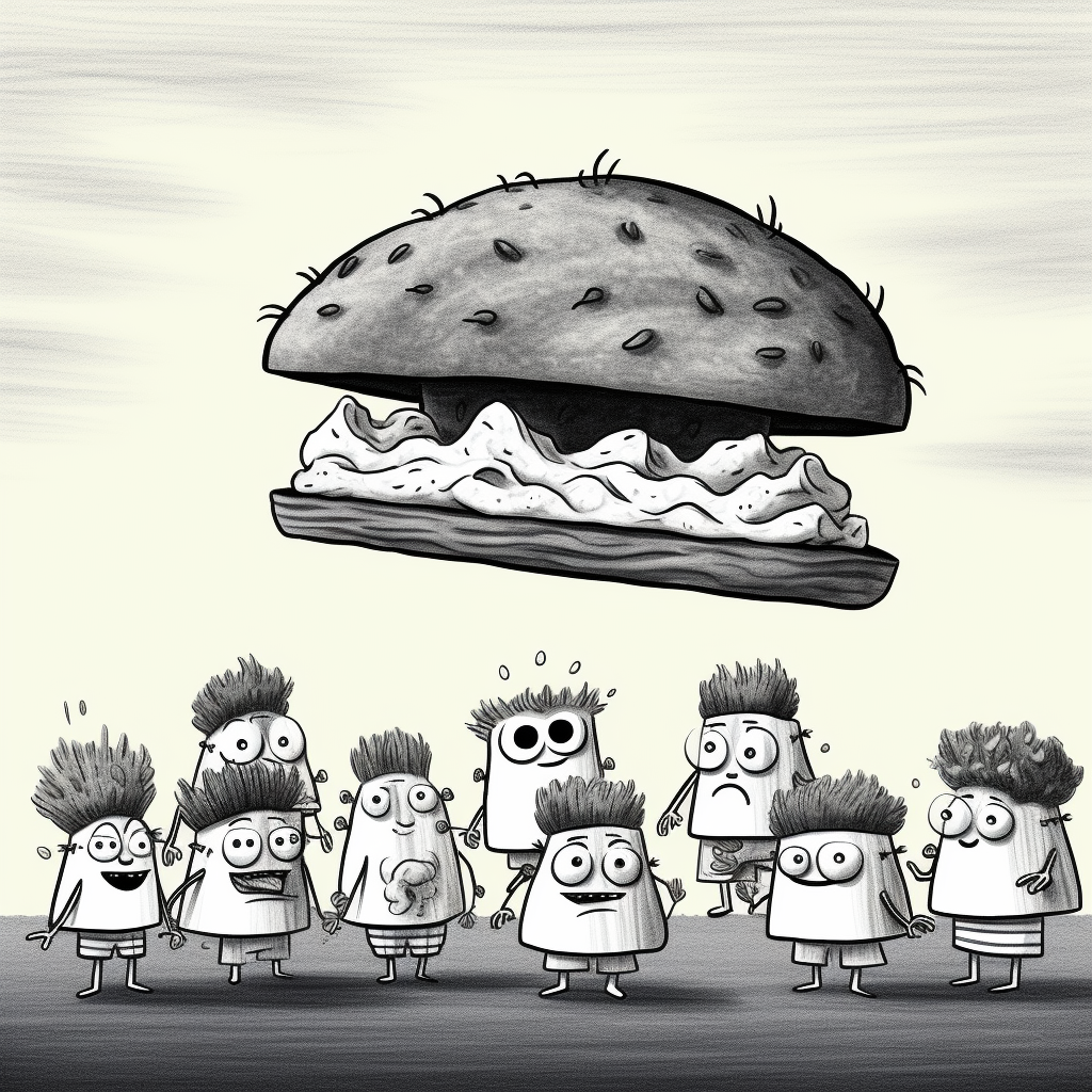 Cute cartoon brussel sprouts and sandwich