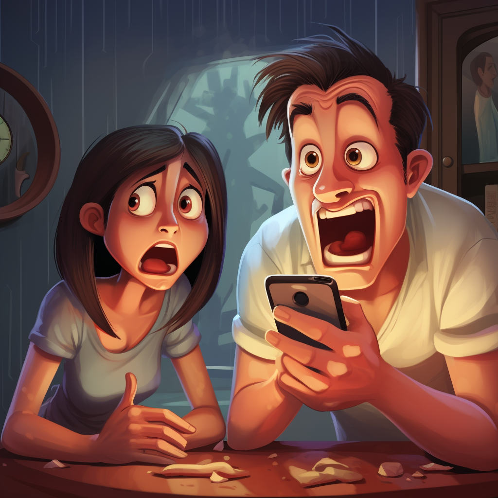 Angry couple with man on mobile