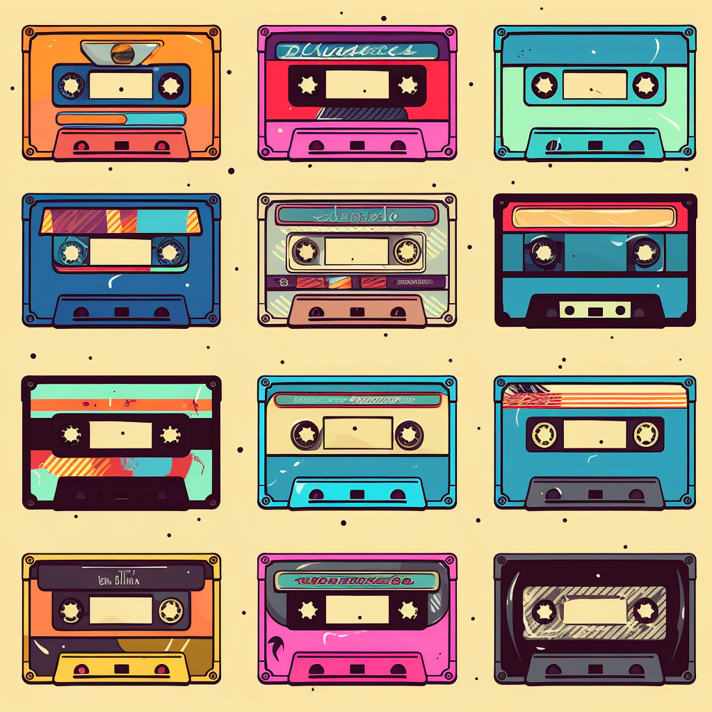 Colorful cartoon cassette tape illustration