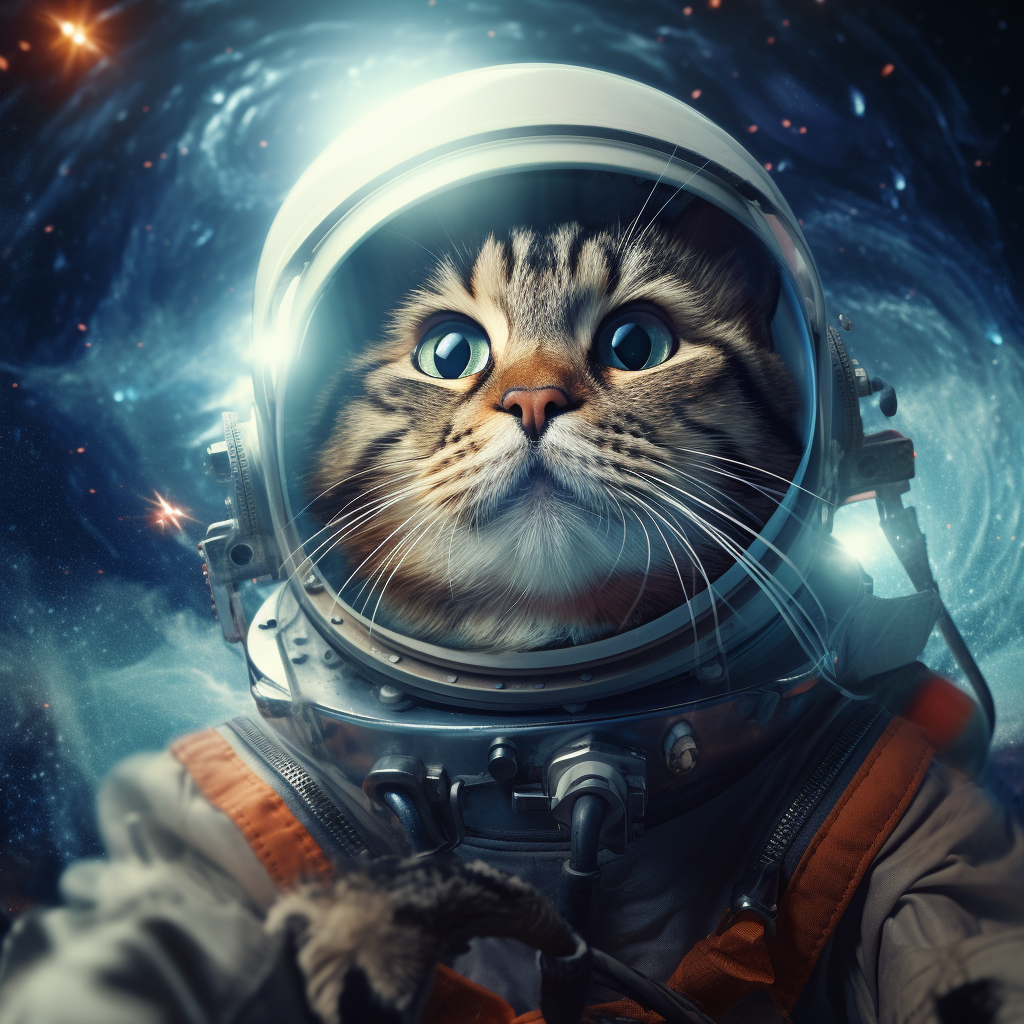 Cartoon cat in space marketing campaign