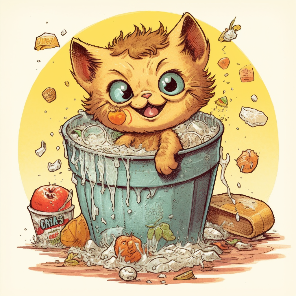 Illustration of a playing cartoon cat