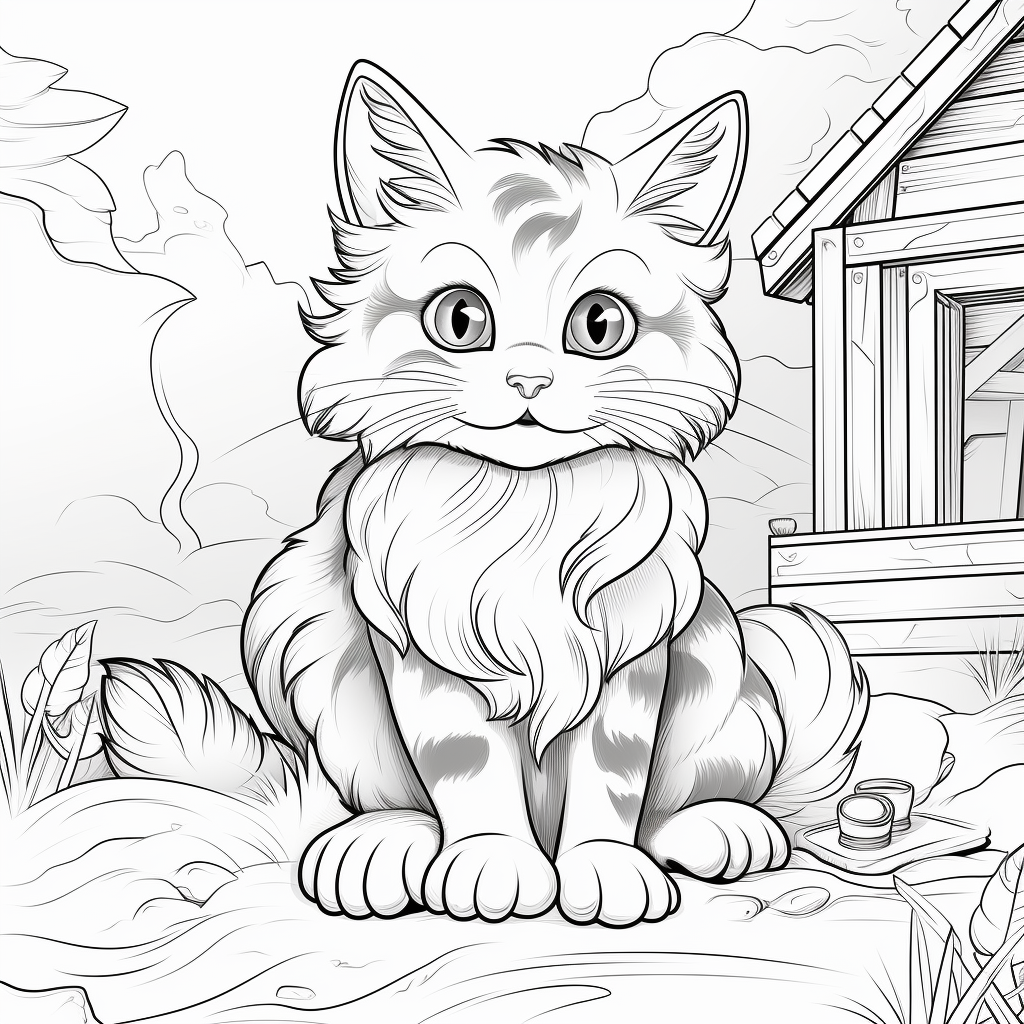 Cute Cartoon Cats Coloring Page